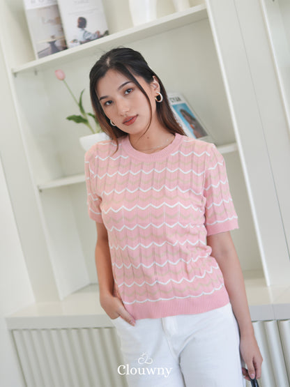 Rein Wavy Knitt Top - Pink