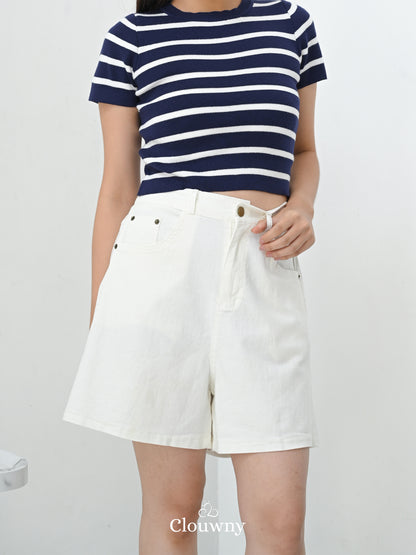 Key Denim Short Pants - White