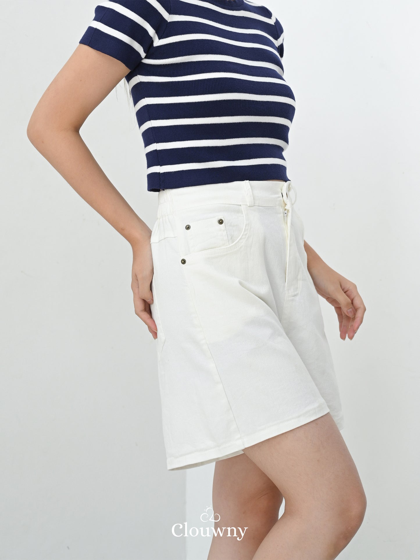 Key Denim Short Pants - White