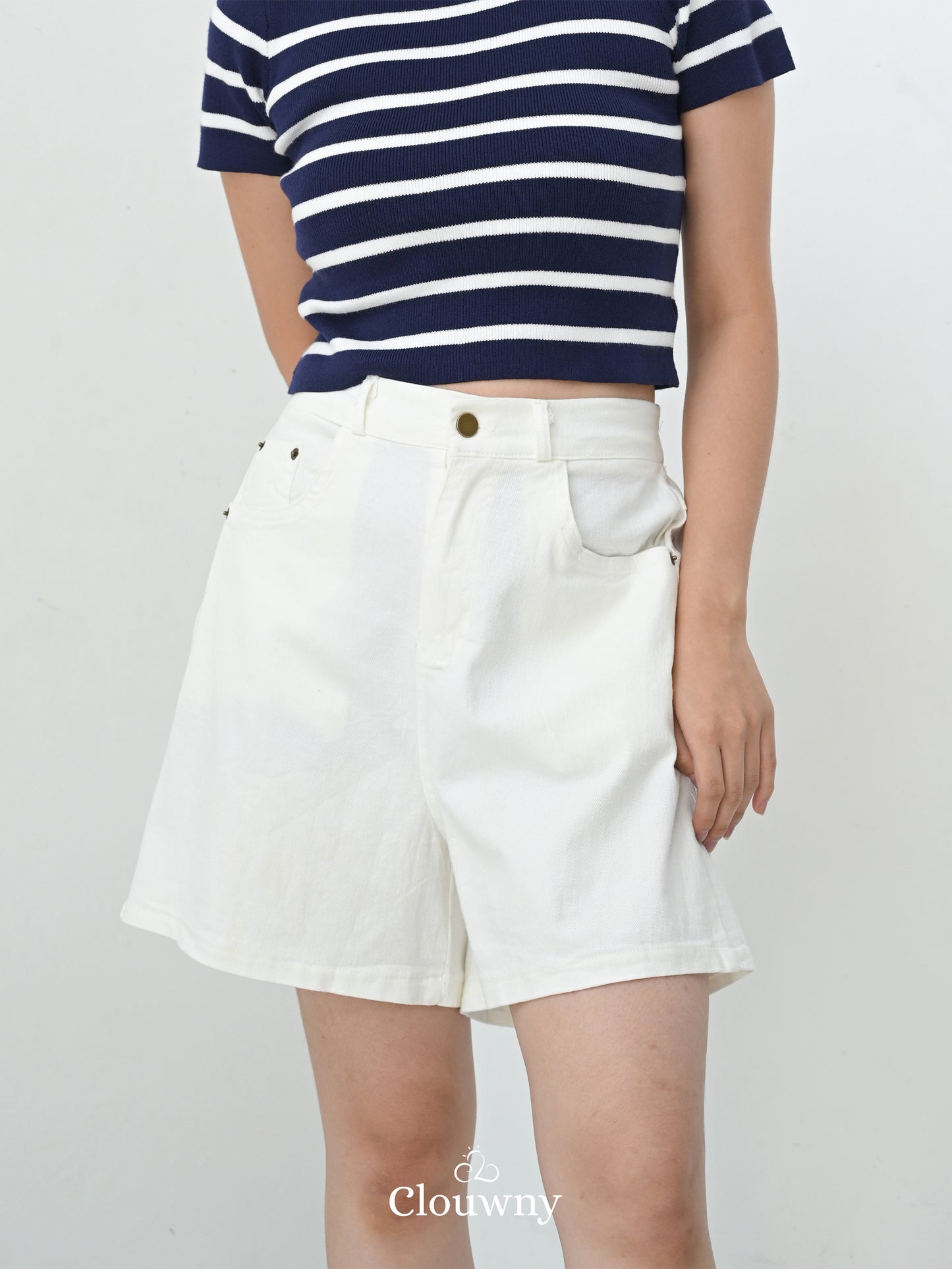 Key Denim Short Pants - White