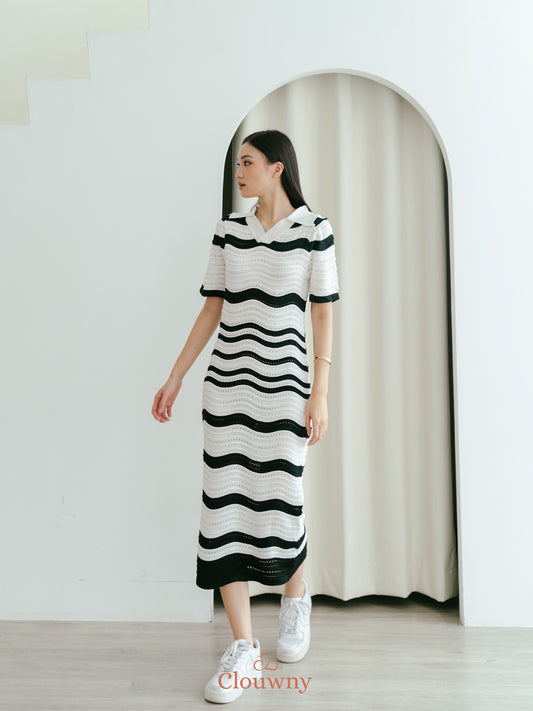 Nely Stripes Dress - White