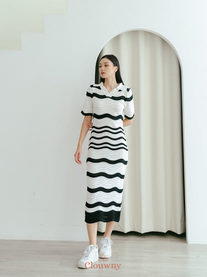 Nely Stripes Dress - White