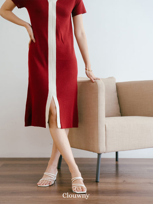 Melody Knit Dress - Maroon