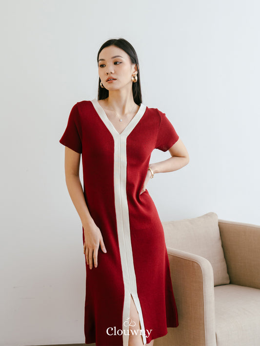 Melody Knit Dress - Maroon