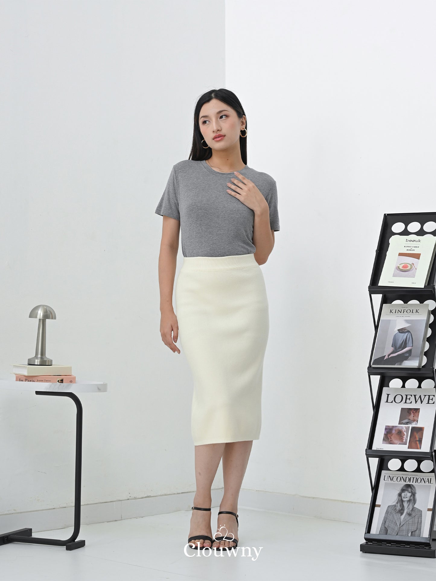 Betrand Basic Midi Skirt - Cream