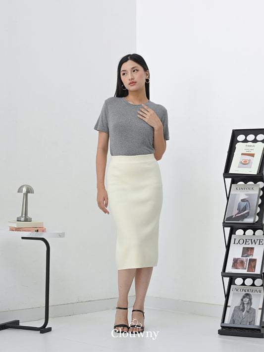 Betrand Basic Midi Skirt - Cream