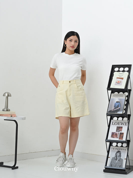 Key Denim Short Pants - Cream