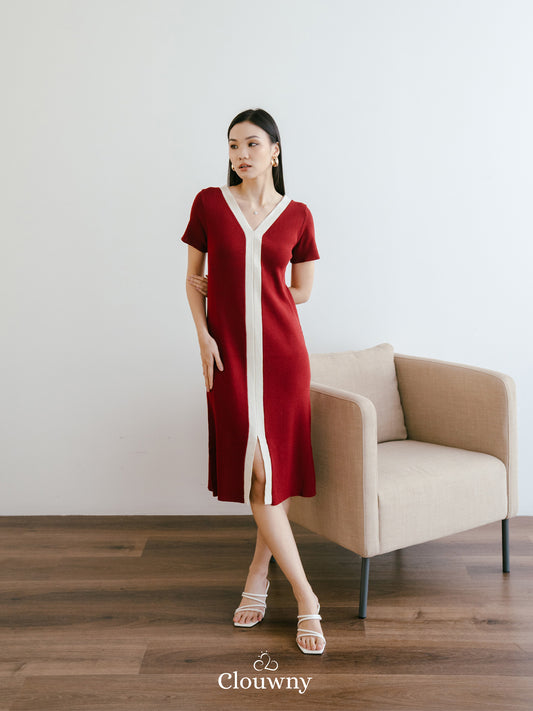 Melody Knit Dress - Maroon