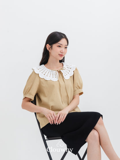 Banira Collar Blouse - Brown