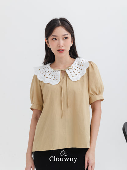 Banira Collar Blouse - Brown