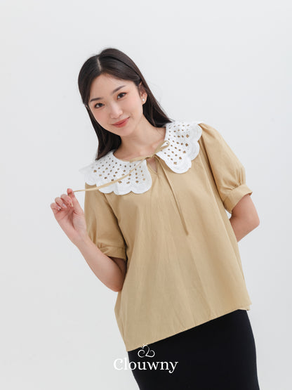 Banira Collar Blouse - Brown