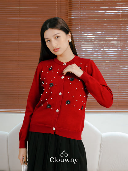 Hillary Knit Cardigan - Maroon