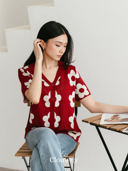 Hana Knit Top - Maroon