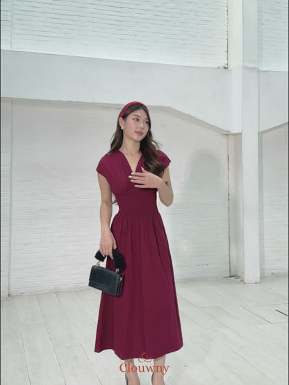 Orin Rubber Vneck Dress - Black