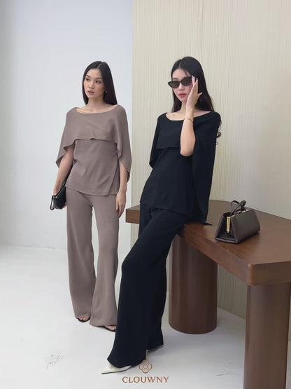 Viona Cape Knit Set - Beige