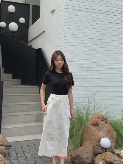 Kaze Cargo Denim Skirt - Black
