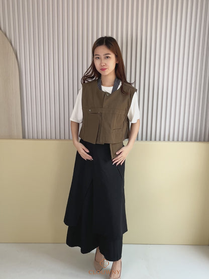 Christa Button Vest - Coffee