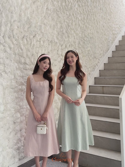 Callaia Houndstooth Dress - Pink