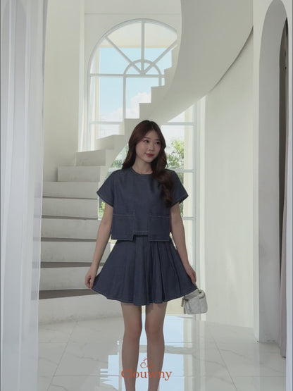 Kimi Pleated Skort - Navy