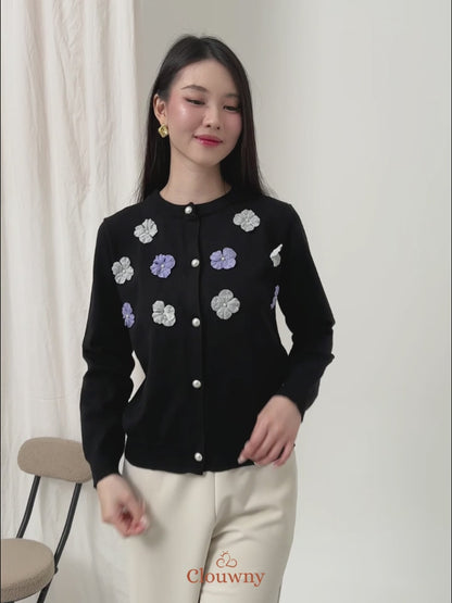 Oxa Button Knit Cardigan - White