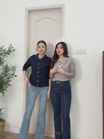 Isora Button Knit Top - Coffee