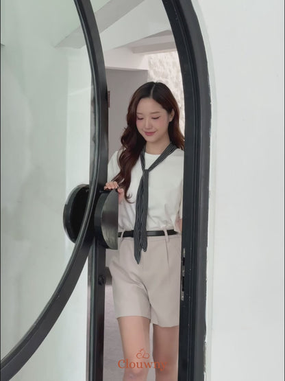 Lucas Scarf Knit Top - White