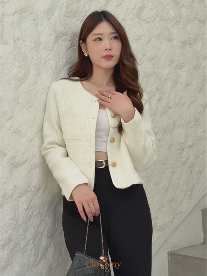 Davia Tweed Blazer - White