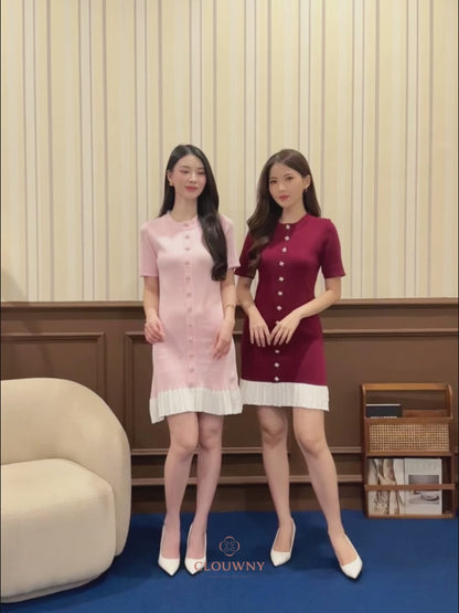 Zera Button Knit Dress - Soft Pink