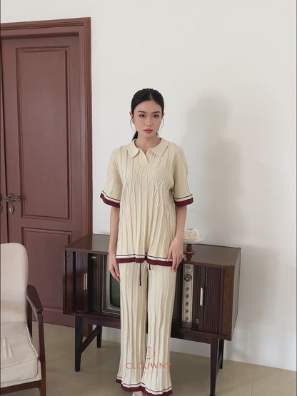 Aureli Collar Knit Set - Cream