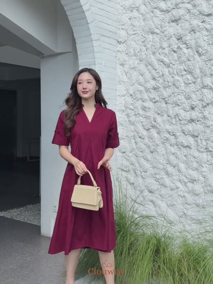 Mayi Loose Vneck Dress - Green