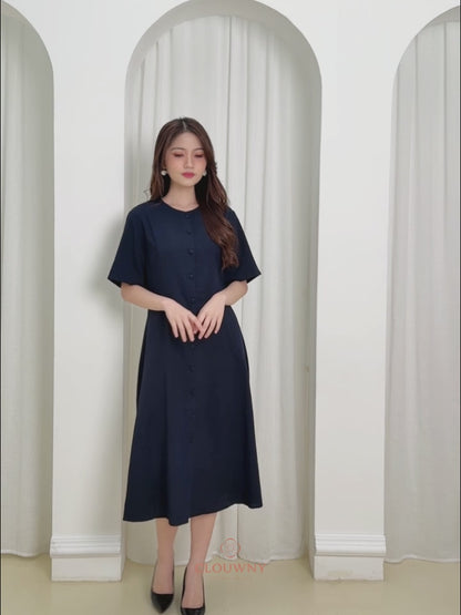 Mirsya Button Dress - Navy