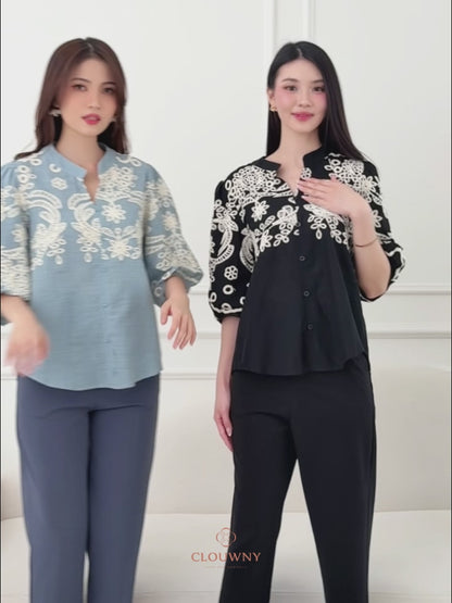 Indira Lace Blouse - Black