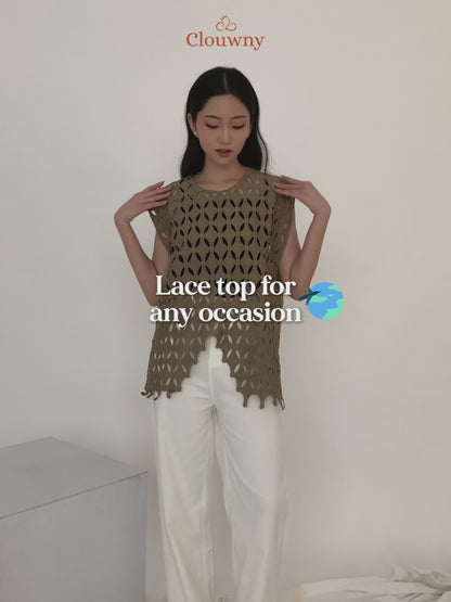 Diamond Lace Top - Khaki