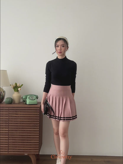 Stripes Tennis Skirt - Coffee