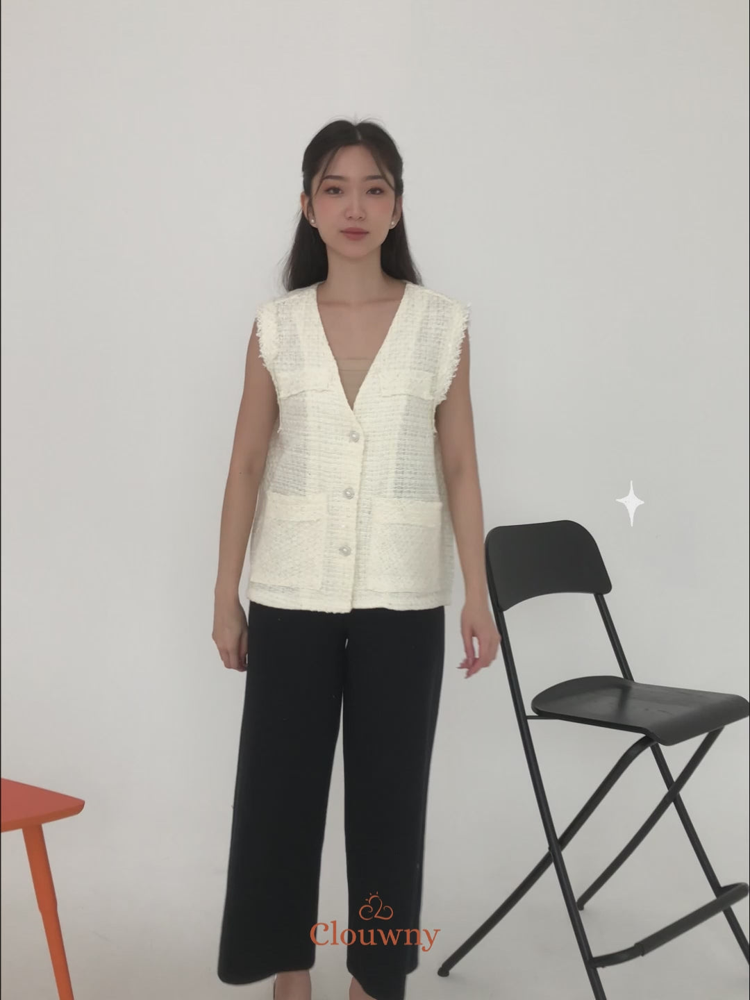Nada Tweed Vest - White – Clouwny Official