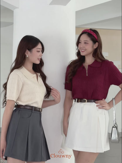 Selma Zipper Knit Top - Mocca