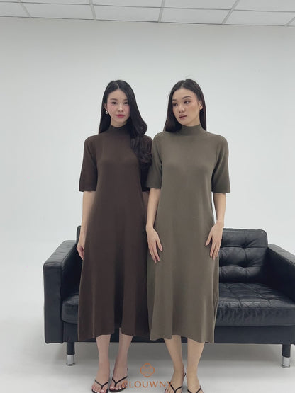 Mirage Turtle Knit Dress - Beige