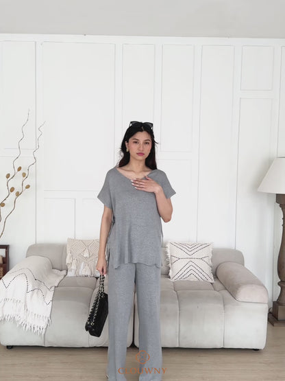 Kala Vneck Knit Set - Black