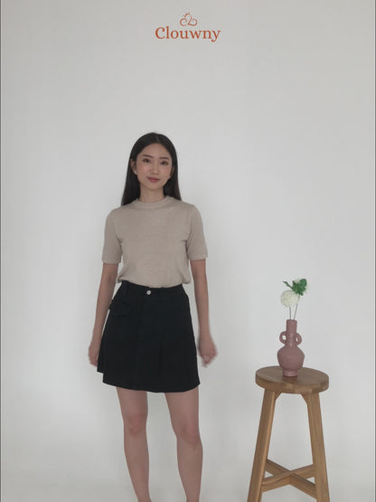 Miel Denim Skort - Khaki