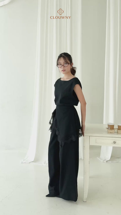 Mercy Lace Cullotes Pants - Black