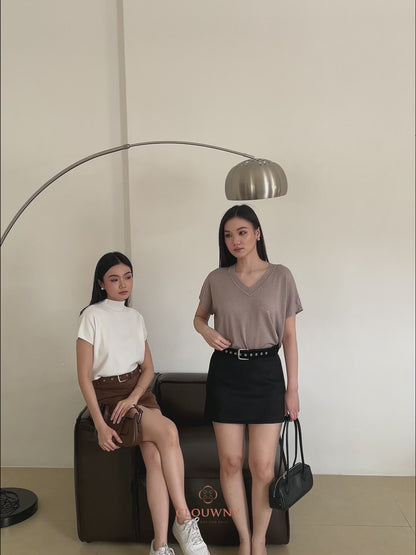 Paula Suede Mini Skort - Black