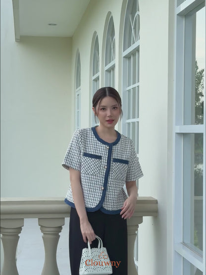 Chicago Tweed Top - White
