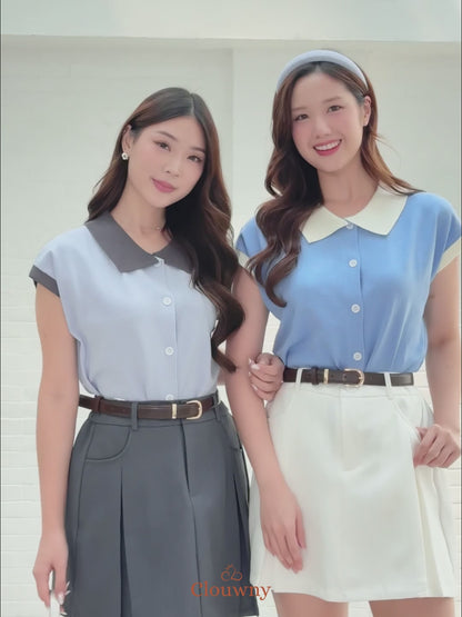 Dava Collar Knit Top - Yellow