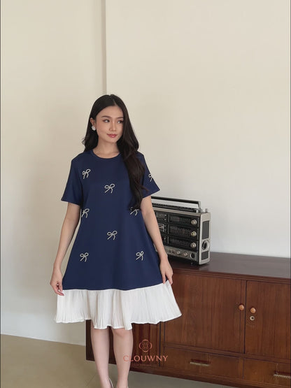 Dania Bow Dress - Navy