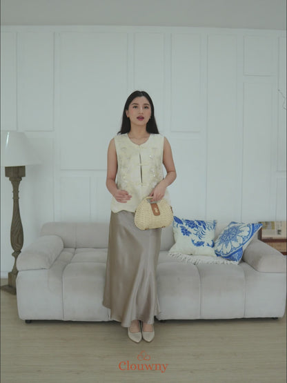 Yi ran Flower Qipao - Ice Blue