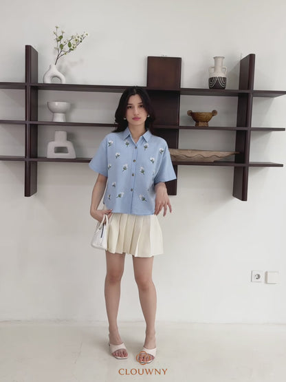 Riley Mini Flower Shirt - Navy