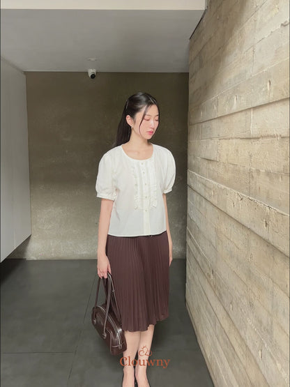 Sada Ruffle Cotton Blouse - White