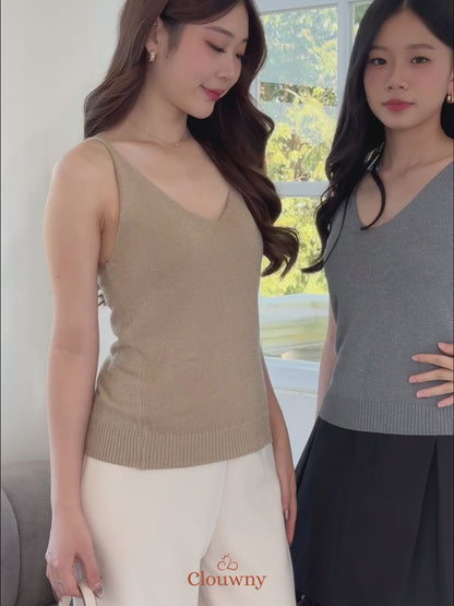 Dela Spaghetti Glitter Tanktop - Maroon