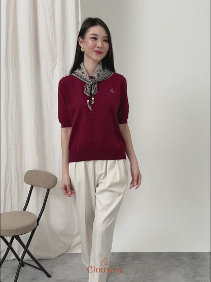 Libra Scarf Knit Top - Black