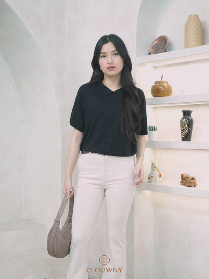 Lotie Collar Knit Top - Maroon